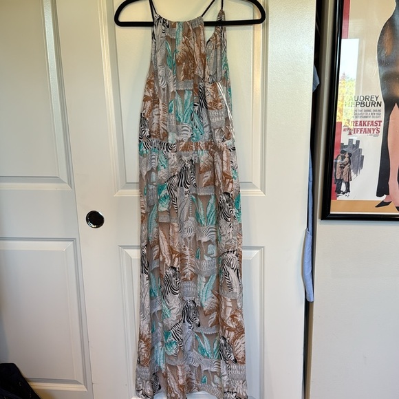 Two by Vince Camuto Tribal Beat Safari Zebra High Low Faux Wrap Midi Dress - Picture 8 of 13